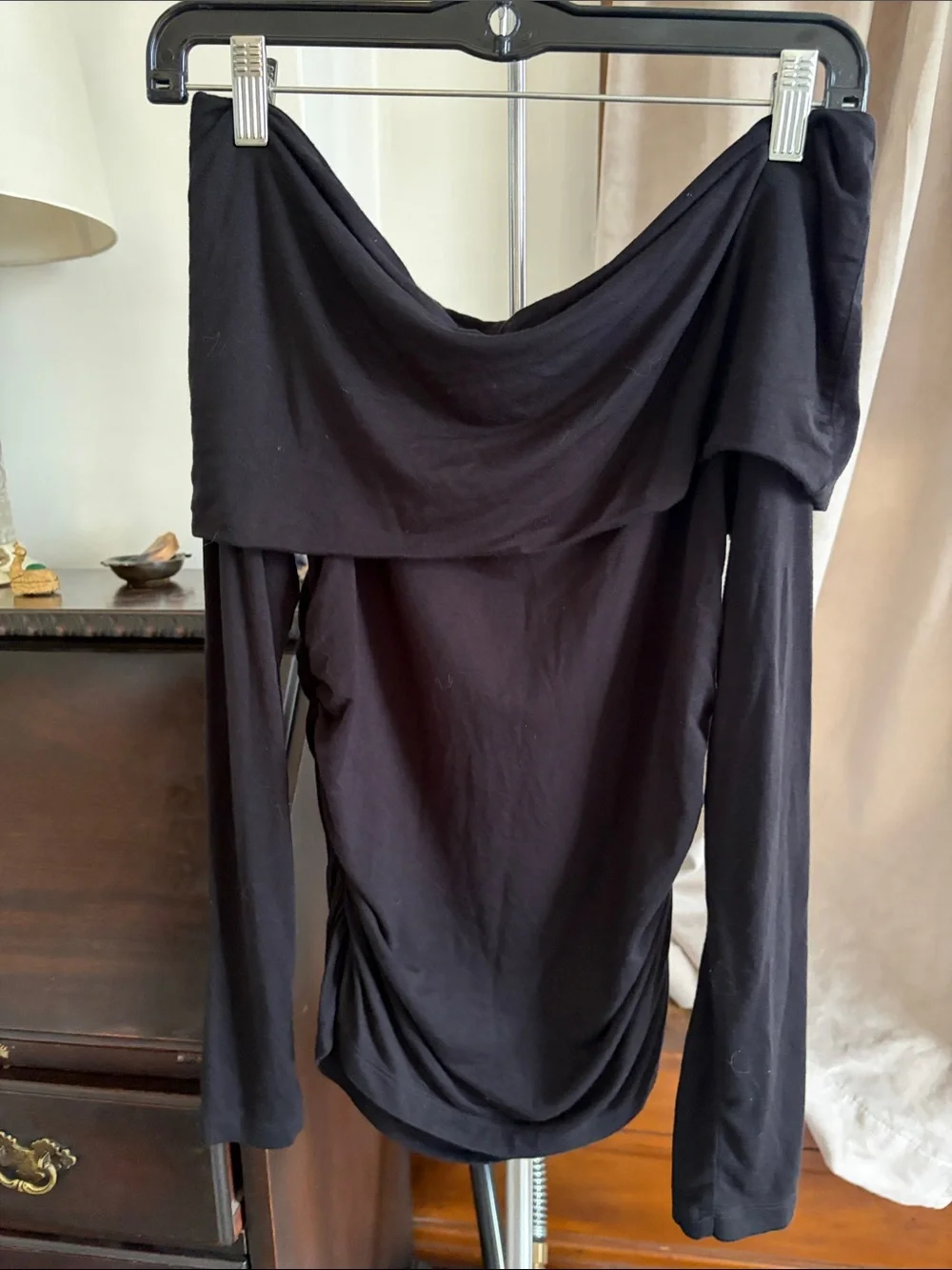 LNA Clothing Off-The-Shoulder Long Sleeve Top in Black - Picture 3 of 5